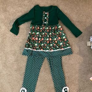 Kids Green Floral Costume Set